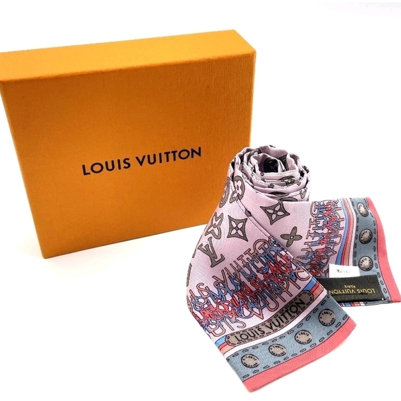 Louis Vuitton Monogram Bandeau Map Trunks M75551 Silk Scarf W/B i111117 - Picture 4 of 16